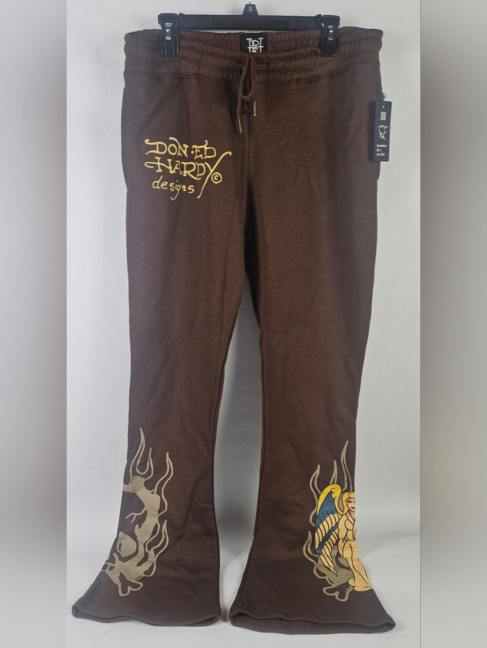 Ed Hardy Men's Boot Flaired Cocoa Fleece Swratpants Men's Large NWT